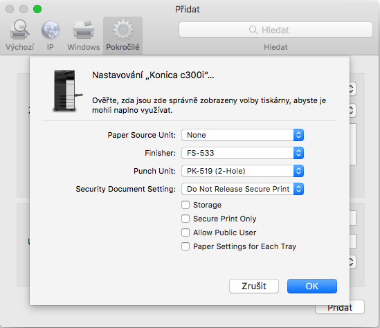 Konfigurace tiskárny